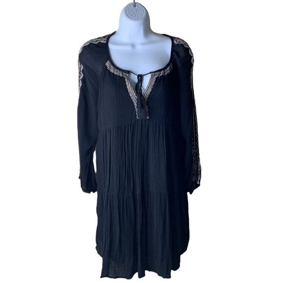 Old Navy Tunic Blouse Peasant Top Womens Small Petite Embroidered Trimmed Boho - Picture 3 of 10